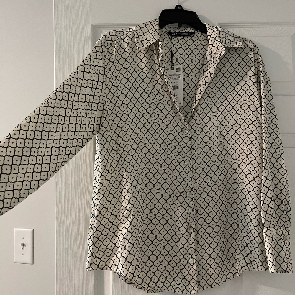 Zara geometric button down *brand new*